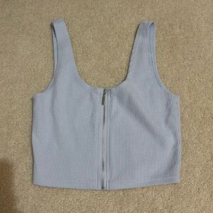 Light Blue Zippered Women's Top